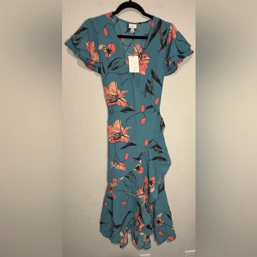 a new day Teal Floral Midi Dress with Pink Accents - Picture 2 of 5